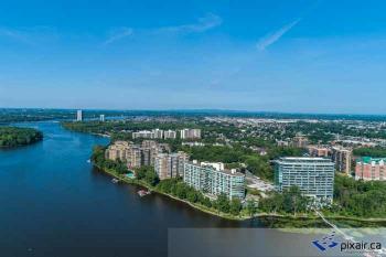photo aérienne complexe condo Île Paton